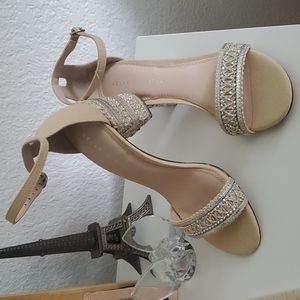 Kelly & Katie Beige & Silver Beaded Haile Heels